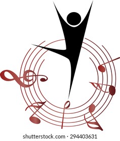 dancer with music note design icon