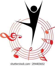 dancer with music note design icon