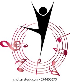 dancer with music note design icon