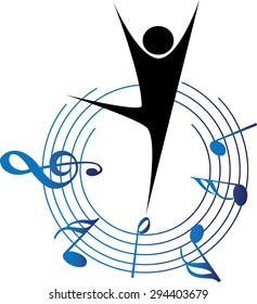 dancer with music note design icon