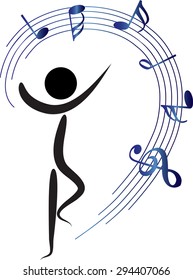 dancer with music note design icon