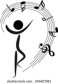 dancer with music note design icon