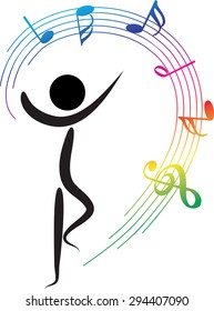 dancer with music note design icon