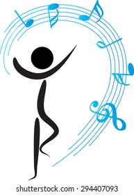 dancer with music note design icon