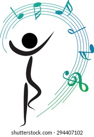 dancer with music note design icon