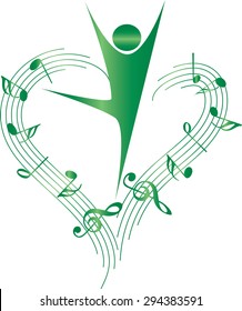dancer with music note icon