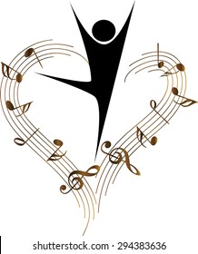 dancer with music note icon