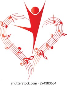 dancer with music note icon