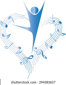 dancer with music note icon