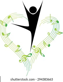 dancer with music note icon