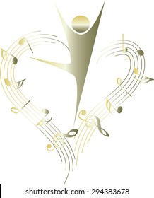 dancer with music note icon