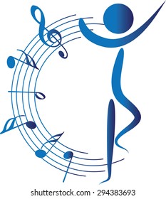 dancer with music note icon