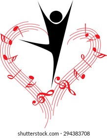 dancer with music note icon