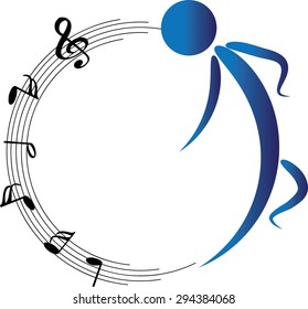dancer with music note icon