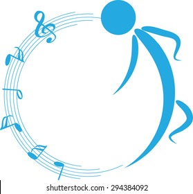 dancer with music note icon