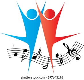 dancer with music note icon