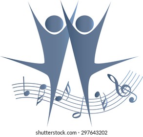 dancer with music note icon