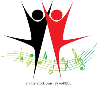 dancer with music note icon