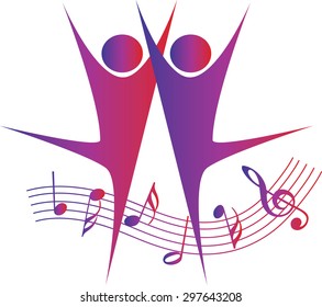 dancer with music note icon
