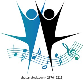 dancer with music note icon