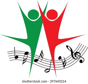 dancer with music note icon