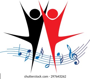 dancer with music note icon