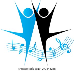 dancer with music note icon