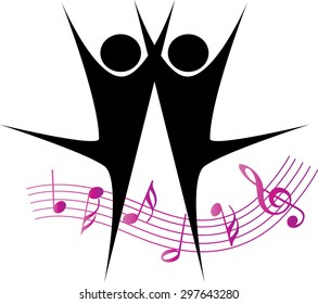 dancer with music note icon