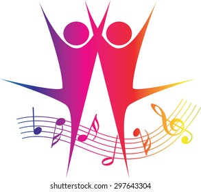 dancer with music note icon