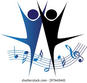 dancer with music note icon