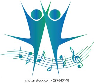 dancer with music note icon