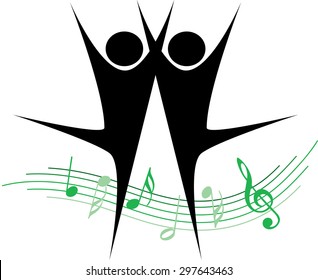 dancer with music note icon