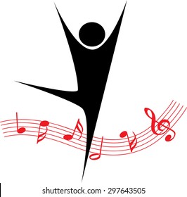dancer with music note icon