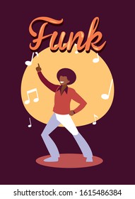 Dancer and notes design, Funk music sound melody song musical art and composition theme Vector illustration