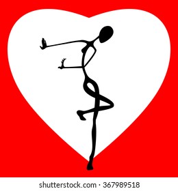 Dancer on the background of the heart.
Dance of love.
Cartoon. Flat. Stylization. Avant-gardism.