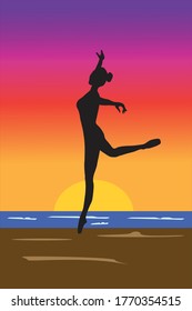 dancer on the beach at sunset