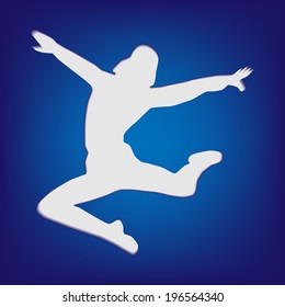 Dancer on the Black shiny button with metallic elements, vector design for website.