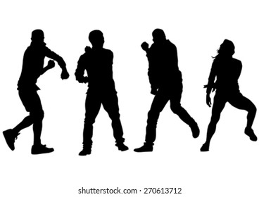 Dancer people in rap style on white background