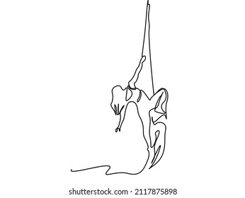 dancer performing a show holding on to the curtains dancing in the air