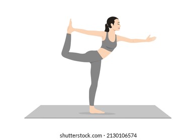 Dancer Pose, King Dancer Pose, Lord Of The Dance Pose, Dancer Pose. Beautiful Girl Practice Utthita Ardha Dhanurasana. Young Attractive Woman Practicing Yoga Exercise. Working Out, Black Wearing Sport