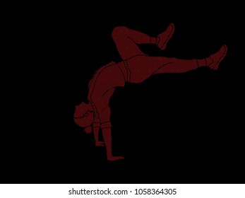 Dancer practice, Street dance designed using dots pixels graphic vector