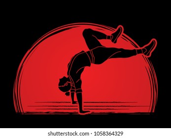 Dancer practice, Street dance  designed on sunlight background graphic vector