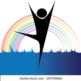 dancer with rainbow icon