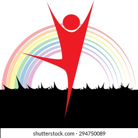 dancer with rainbow icon