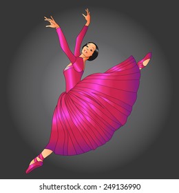 dancer in red dress jumping