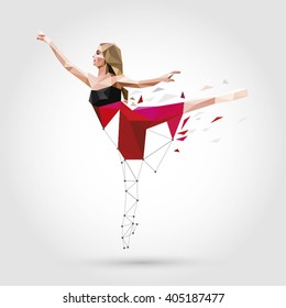 Dancer in red dress. Vector illustation.