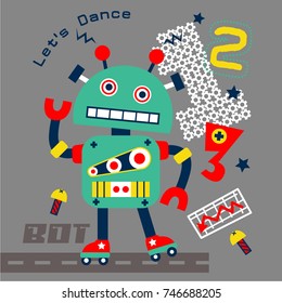 dancer robot in the street,vector cartoon