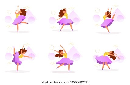 Dancer set Vector. Cartoon. Isolated art on white background. Flat