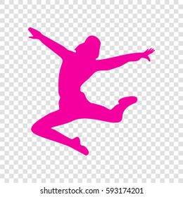 Dancer sign illustration. Vector. Magenta icon on transparent background.