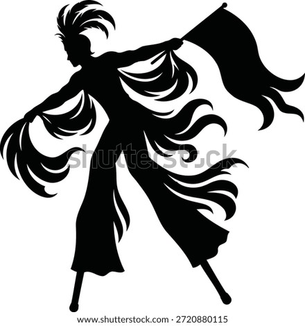 Dancer Silhouette Adorned with Feathers Performing on Stage with Grace